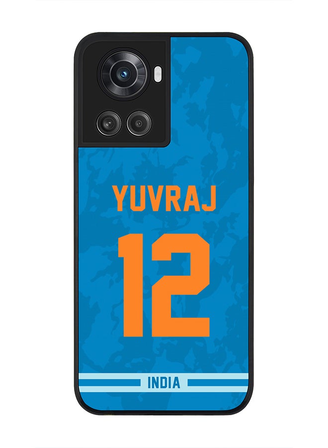 Stylizedd Rugged Black Edge Case for OnePlus 10R 5G / OnePlus Ace 5G, Slim fit Soft Case Flexible thin Cover - Player Name - Yuvraj Singh, Jersey Number- 12 - Image 1