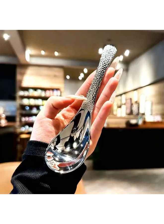 Silvery Stainless Steel Serving Spoon 1pc for Soup Dessert Fruit Large Capacity Mirror Polished Heavy Duty Elegant Tableware - Image 1