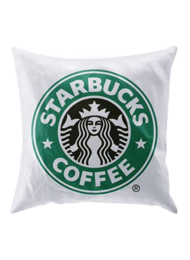 غطاء وسادة مطبوع عليه كلمة "Starbucks" أبيض/أخضر