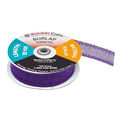 Mandala Crafts Purple Burlap Ribbon 1.5 Inches Wide Jute Ribbons for Crafts - 20 Yds Roll Rustic Burlap Wrap Trim Ribbons for Wreaths Bows Wedding Party Decoration - Image 4