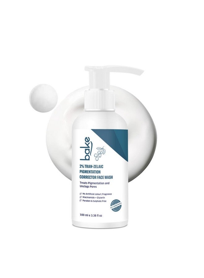 BAKE 2% Tran-Zelaic Pigmentation Corrector Milky Face Wash | For Pigmentation, Dark Spots & Tan Removal | Unclogs Pores | All Skin Types | Removes Blackheads & Whiteheads - 100ml - Image 1