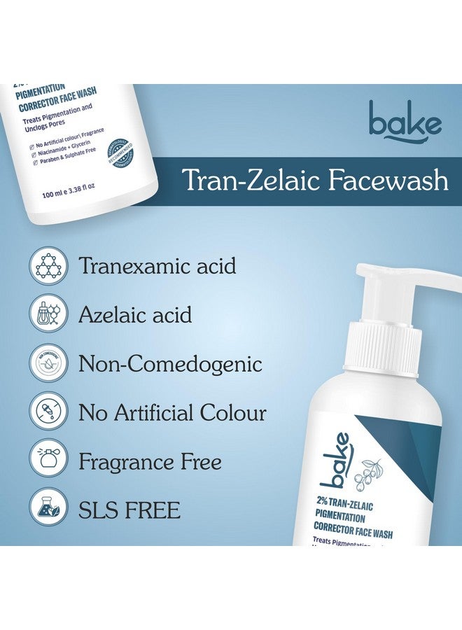BAKE 2% Tran-Zelaic Pigmentation Corrector Milky Face Wash | For Pigmentation, Dark Spots & Tan Removal | Unclogs Pores | All Skin Types | Removes Blackheads & Whiteheads - 100ml - Image 2