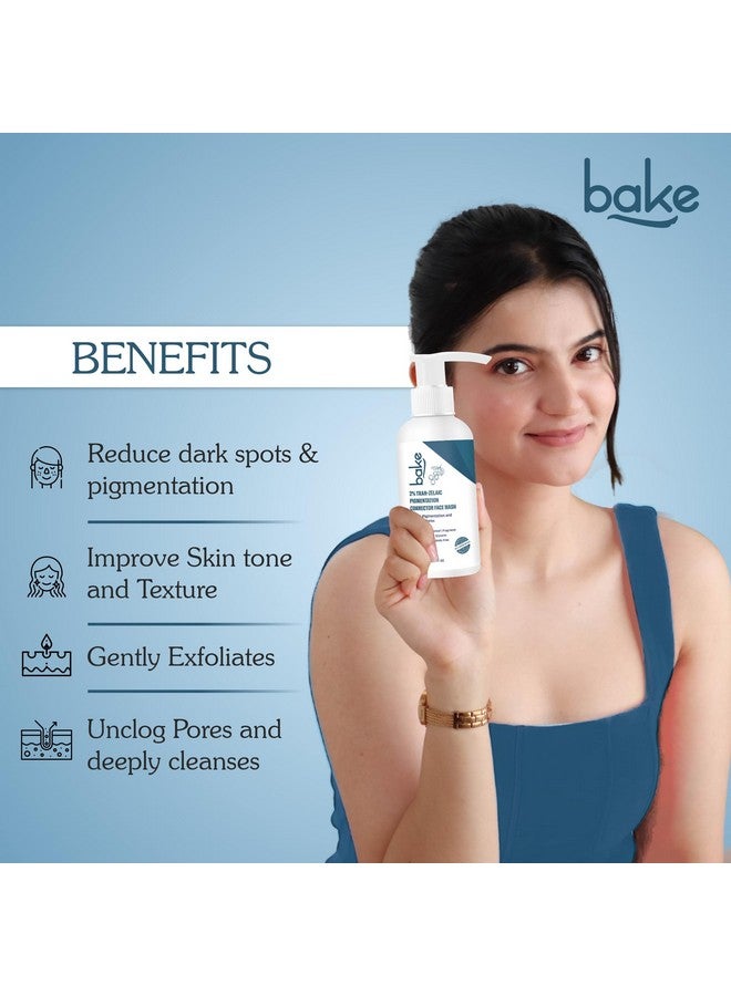 BAKE 2% Tran-Zelaic Pigmentation Corrector Milky Face Wash | For Pigmentation, Dark Spots & Tan Removal | Unclogs Pores | All Skin Types | Removes Blackheads & Whiteheads - 100ml - Image 3