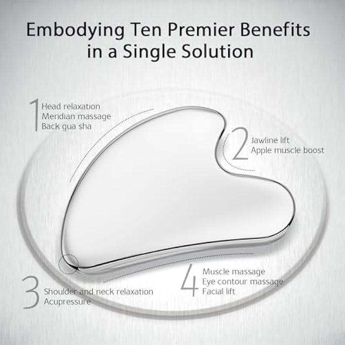 Daubigny Stainless Steel Gua Sha Facial Tools Guasha for Face Metal Gua Sha Tighten Skin Massage Guasha Beauty Tool for Body Eyes Neck Massager with Travel Pouch Skin Care Gifts (Silver) - Image 5