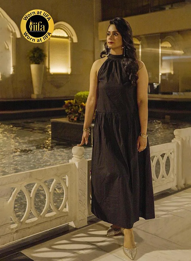 Virgio 100% Cotton Halter Neck Tiered Maxi Dress