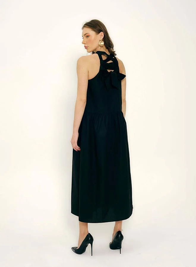 Virgio 100% Cotton Halter Neck Tiered Maxi Dress