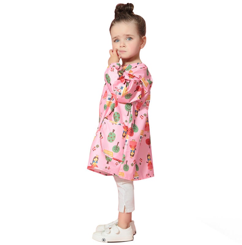 Cross-border Source childrens overalls waterproof painting clothing baby boys and girls fashion cartoon Childrens Protective clothing playing sand Pink