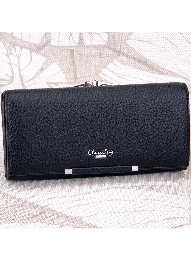 كلاسيك ميلانو - محفظة نسائية أنيقة من الجلد الصناعي مع حافظة بطاقات | محفظة عملات معدنية للنساء | محفظة نسائية نحيفة للاستخدام اليومي والسفر والهدايا - Image 1