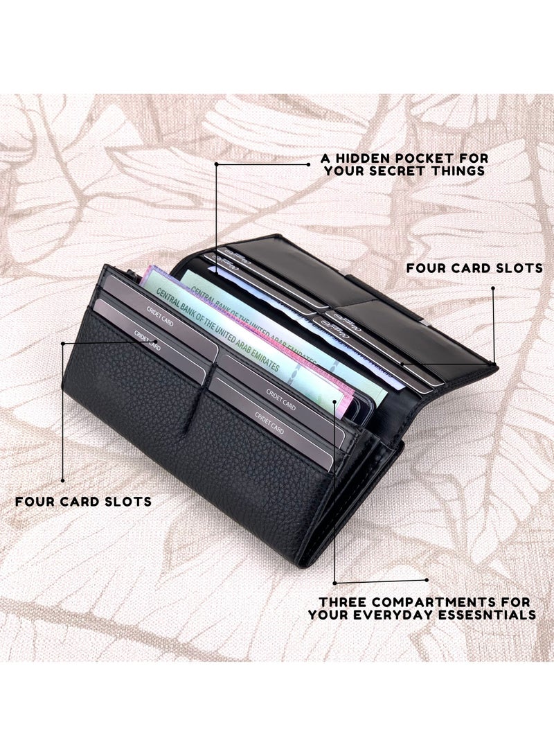 كلاسيك ميلانو - محفظة نسائية أنيقة من الجلد الصناعي مع حافظة بطاقات | محفظة عملات معدنية للنساء | محفظة نسائية نحيفة للاستخدام اليومي والسفر والهدايا - Image 2