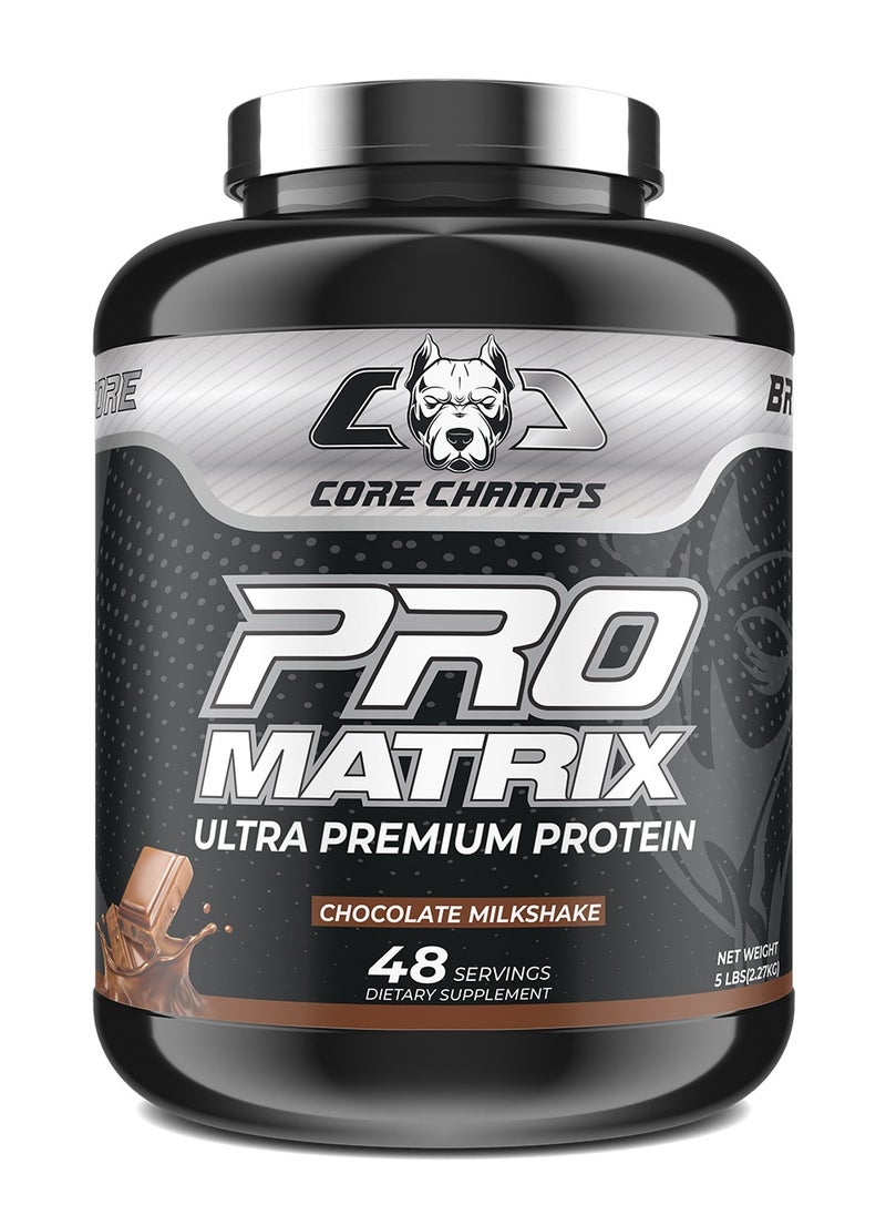 CORE CHAMPS Pro Matrix Ultra Premium Protein Matrix 5Lbs Chocolate 48 Servings  - Image 1