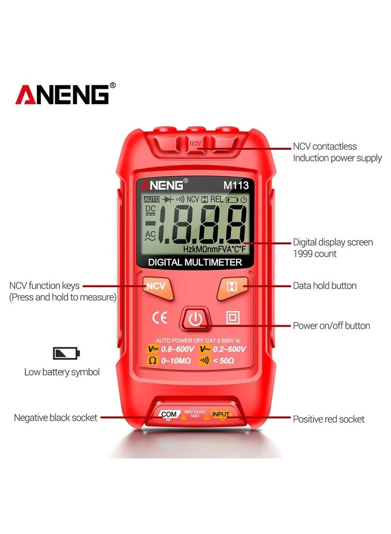 ANENG ANENG M113 Mini Digital Multimeter AC/DC Voltage Meter 1999 Counts Multimetro Ohm NCV Electricity Tools Measuring Instruments - Image 5
