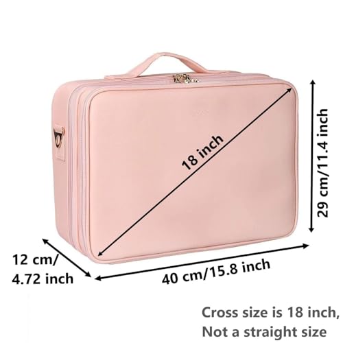 SHAMAX® Professional Makeup Bag for Women Travel Cosmetic Kit Storage Vanity Box Vanity Bag for Cosmetics Makeup Brush Bag with Adjustable Dividers Organisers (9012/Pink) - Image 2