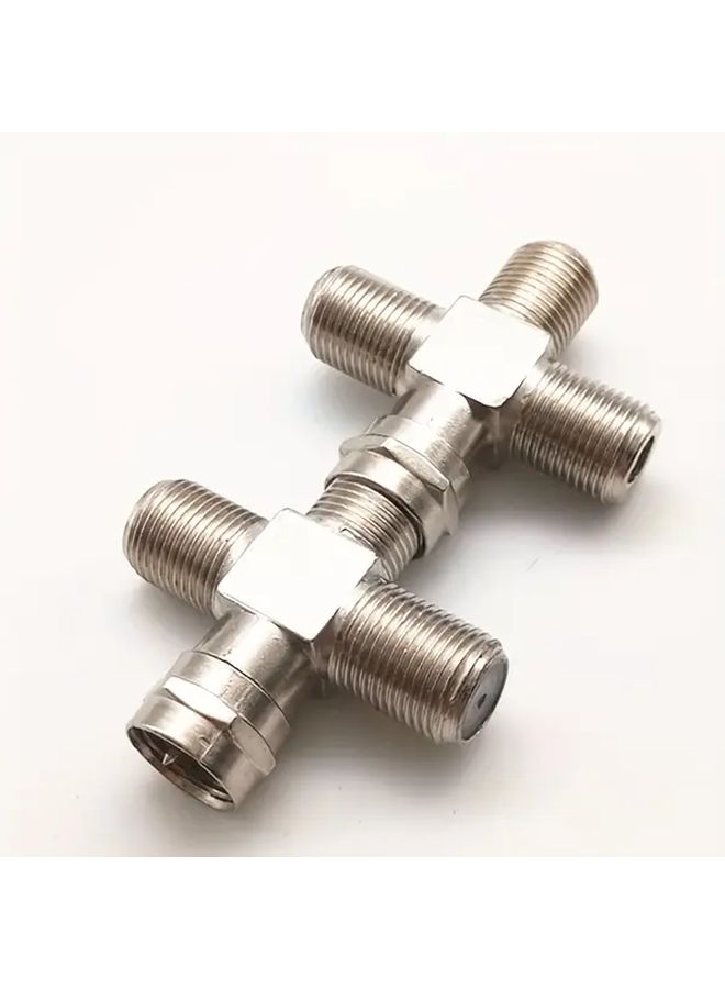 2pcs F Male to 3 F Female Straight Thread Cable TV Adapter Splitter British Connector - Image 3