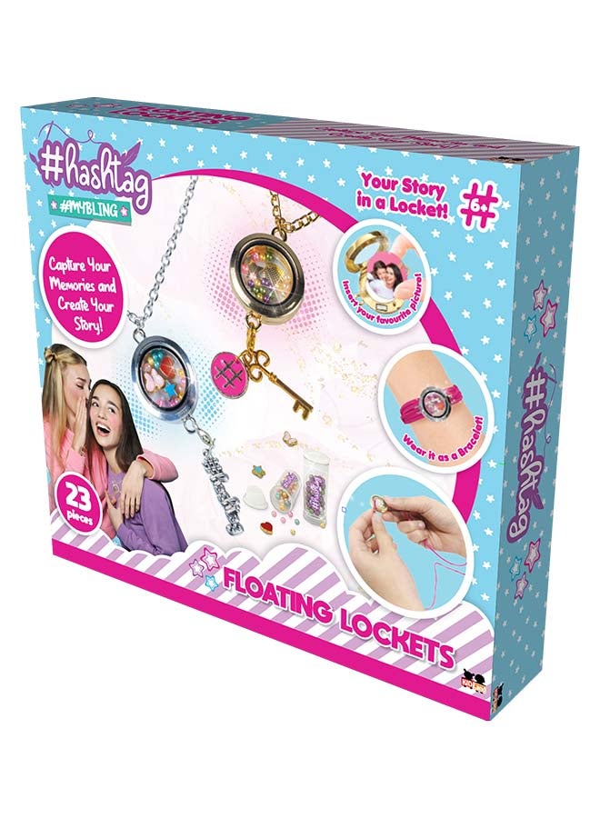 Hashtag Floating Locket DIY Jewelry Kit – Create 23 Personalized Lockets with Charms, Beads & Necklaces for Girls (Age 6+) - Image 2