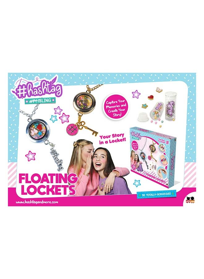 Hashtag Floating Locket DIY Jewelry Kit – Create 23 Personalized Lockets with Charms, Beads & Necklaces for Girls (Age 6+) - Image 4