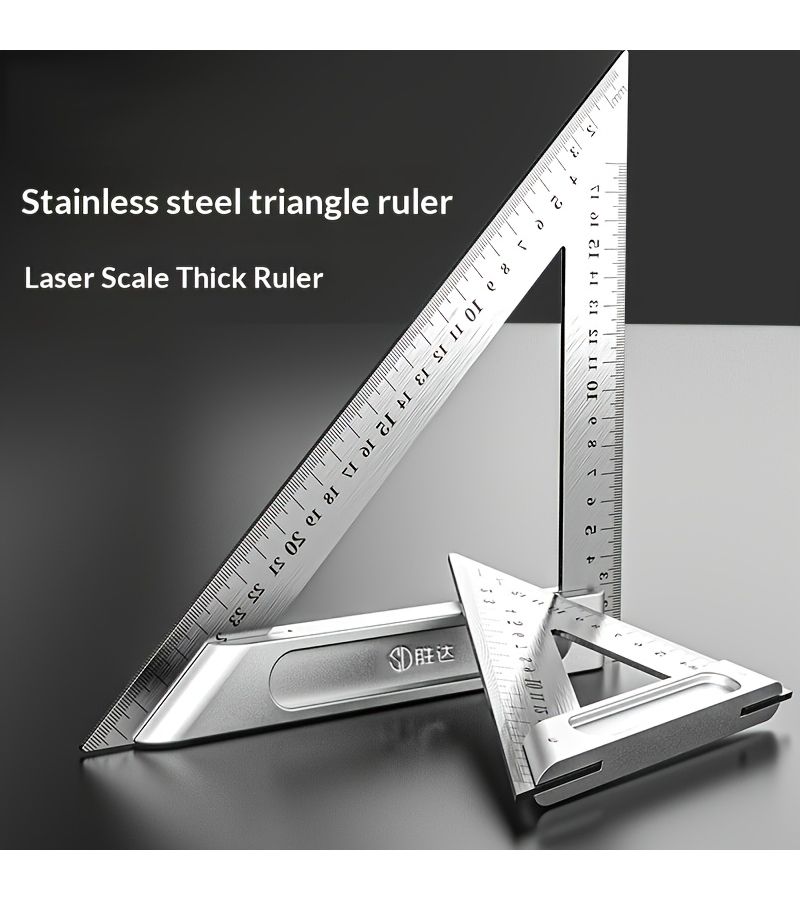 Heavy Duty Stainless Steel Triangle Ruler 150mm 90 And 45 Degree Precision Square With Laser Etched Scale Aluminum Alloy Base For Woodworking Carpentry And DIY - Image 3
