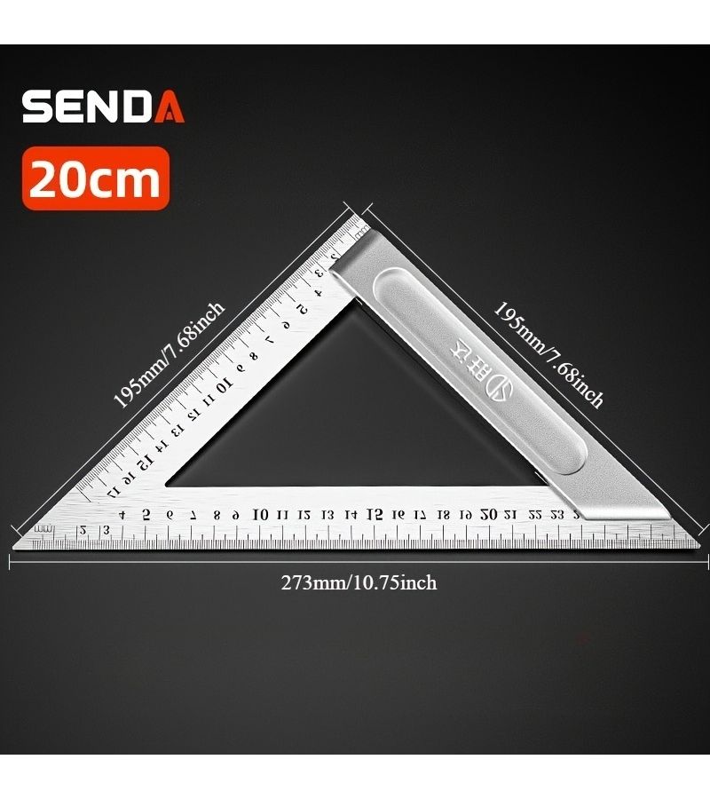 Heavy Duty Stainless Steel Triangle Ruler 150mm 90 And 45 Degree Precision Square With Laser Etched Scale Aluminum Alloy Base For Woodworking Carpentry And DIY - Image 5