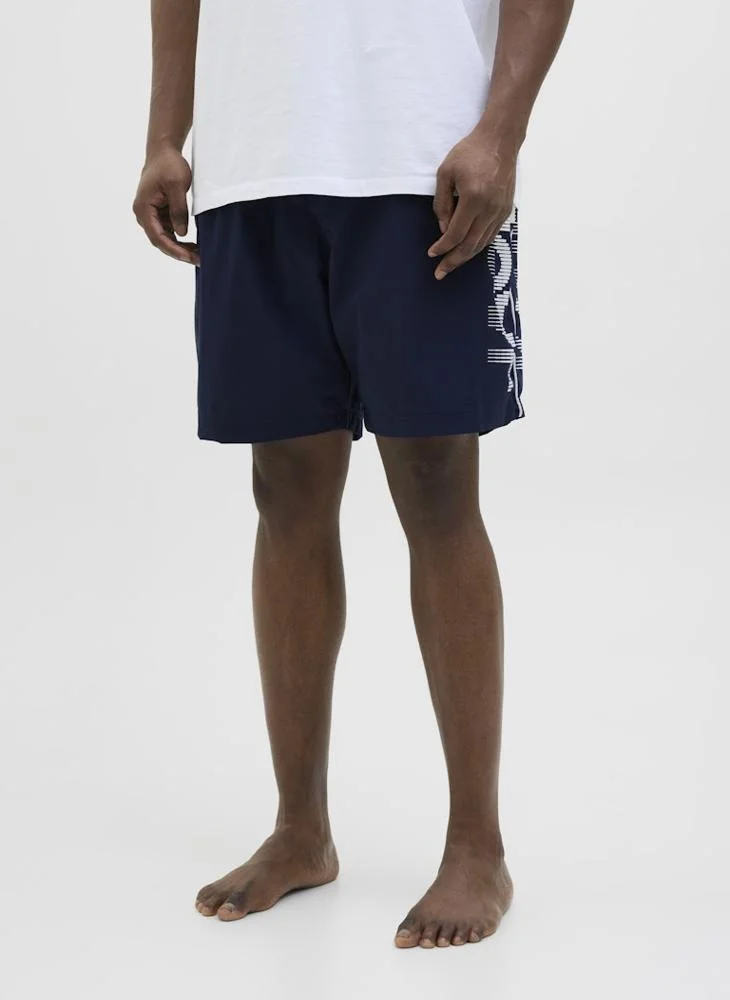 JACK & JONES Plus Size Swim Logo Drawstring Shorts