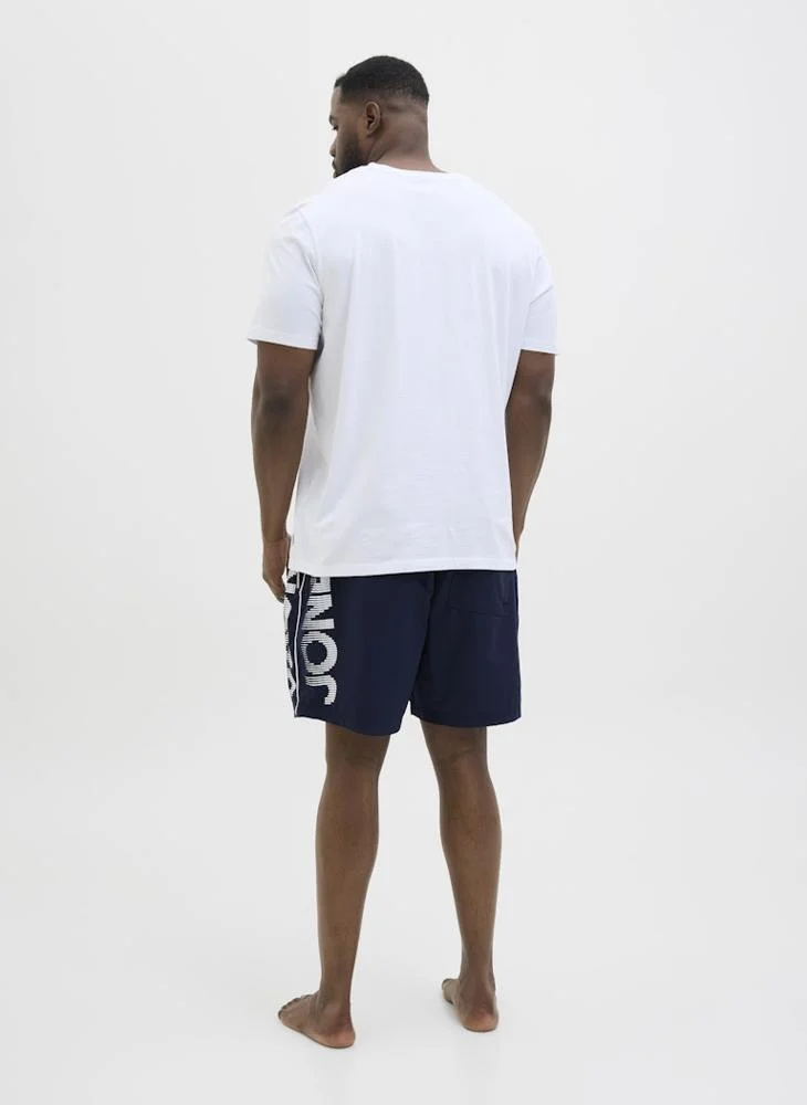 JACK & JONES Plus Size Swim Logo Drawstring Shorts