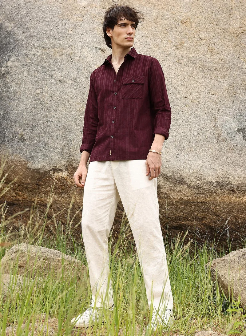 Campus Sutra Multitrack-Striped Shirt