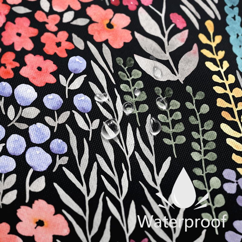 MAYZUS Extra Long Shower Curtain 72 x 96 Inch  Floor to Ceiling X-Long Tall Cute Floral Shower Curtain for Bathroom  8 Foot Colorful Wildflower Boho Cottagecore Fabric Shower Curtain  Black - Image 4