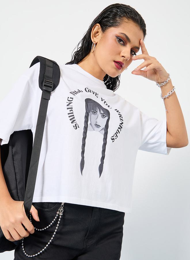 buy-styli-oversized-wednesday-graphic-print-crop-t-shirt