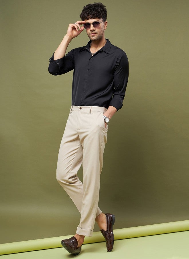 Black Satin Relaxed Fit Shirt for Men image 7
