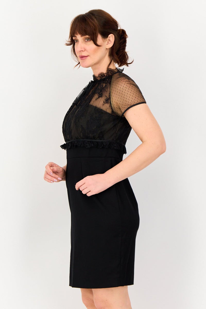 SELECTED Women Lace Mini Dress, Black - Image 2