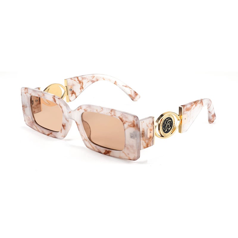FEISEDY FEISEDY Trendy Small Rectangle Sunglasses 90s Retro Chunky Frame Square Metal Sun Glasses for Women Men B2890  - Image 1