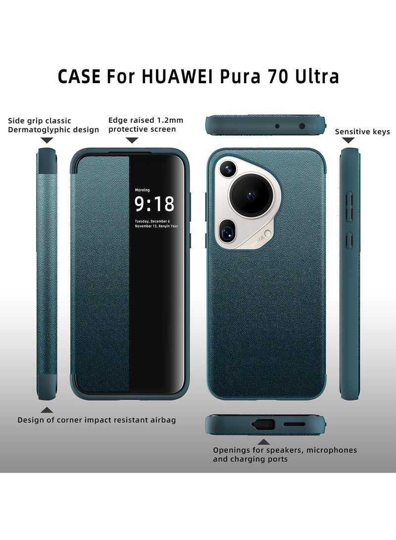Flip Wallet Case Compatible with Huawei Pura 70 Ultra Case Clear View Window,Magnetic Slim Flip Case Drop Protection Shockproof Protective Cover for Huawei Pura 70 Ultra - Image 3