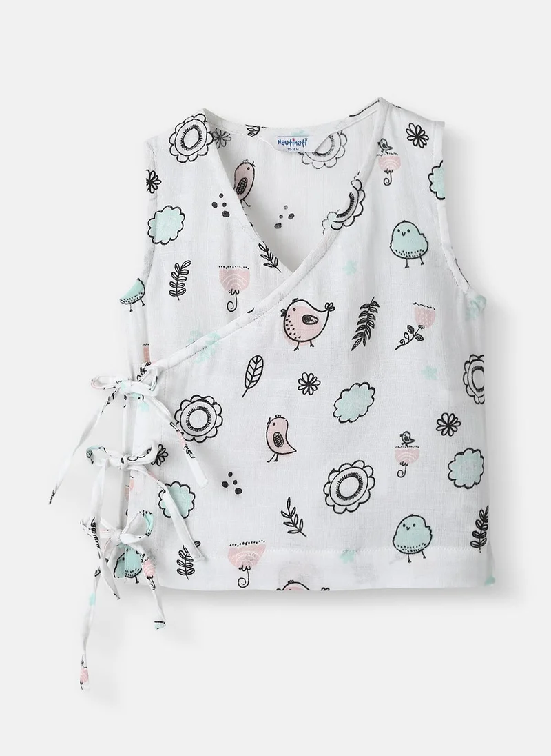 نوتيناتي Nautinati Boys Cotton Bird Printed V-neck Sleeveless Jhabla