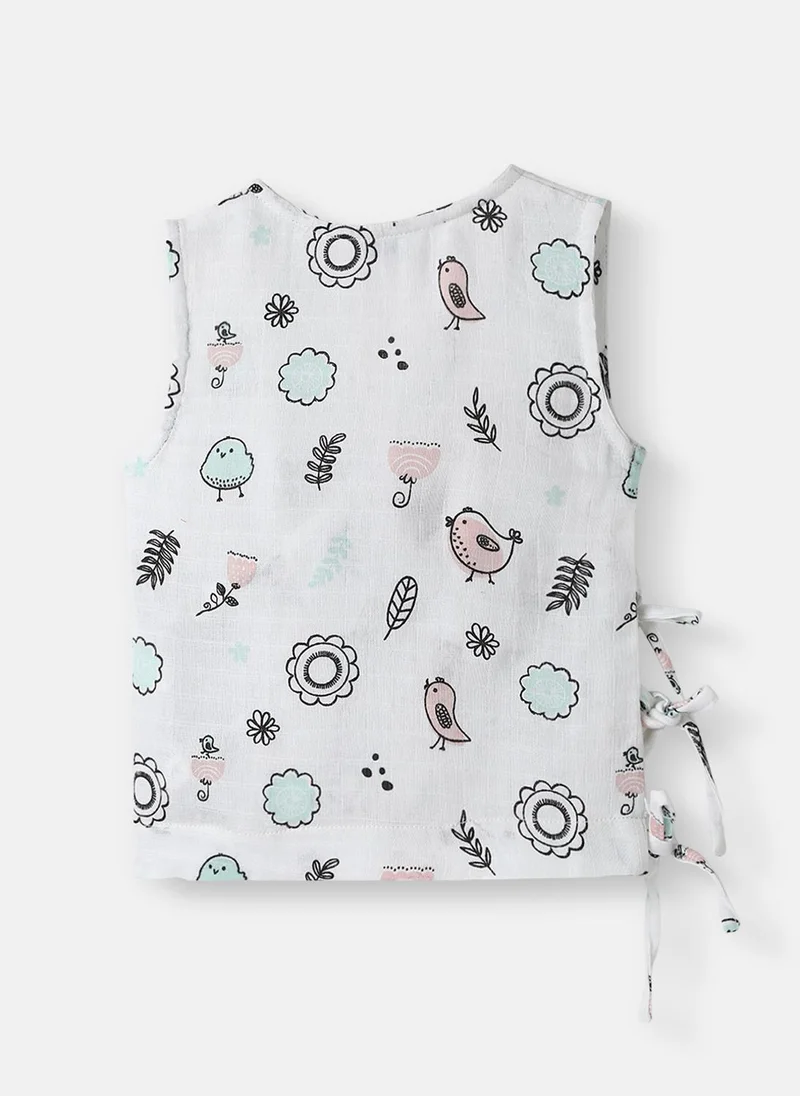 نوتيناتي Nautinati Boys Cotton Bird Printed V-neck Sleeveless Jhabla