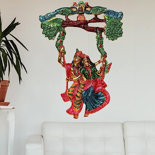Chhariya Crafts Radha Krishna Tree Jhula Decorative Metal Wall Hanging Art Decorative Showpiece for Wall Decor, Festival Home Decor Pooja Room Temple & Gift for Family, Friends, Housewarming - 35 cm - Image 3