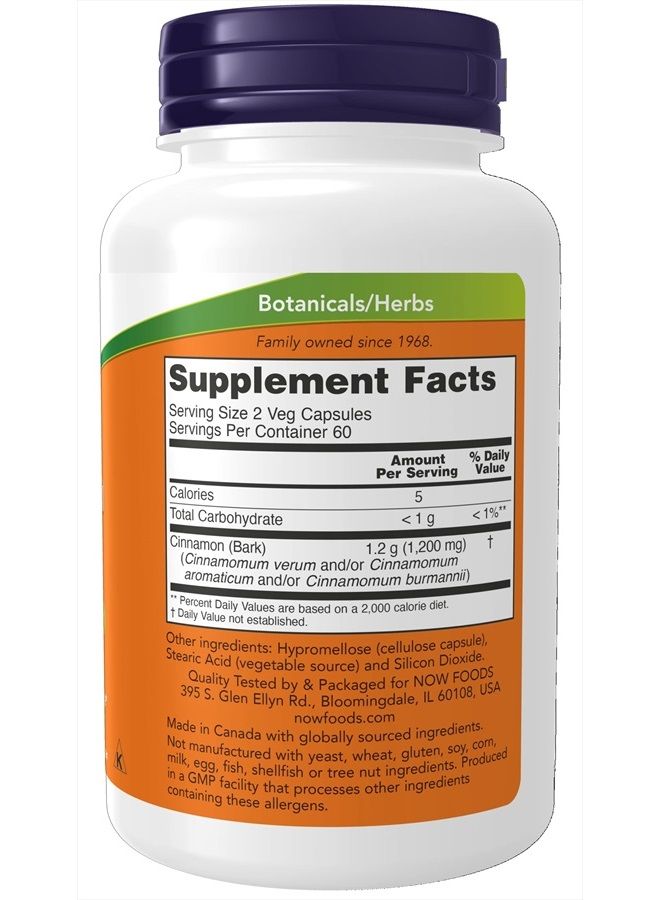 now Supplements, Cinnamon Bark 600 mg, Non-GMO Project Verified, Healthy Glucose Metabolism*, 120 Veg Capsules - Image 2