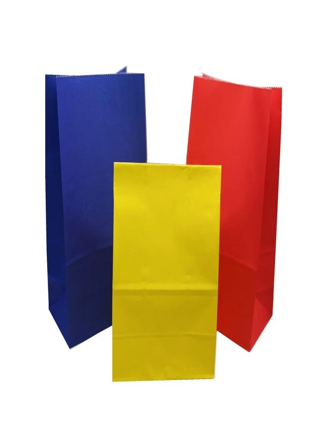 EMAAN 24 Count Red Yellow Blue Party Goody Bags 5.1 X 3.1 X 9.4 Inch Small Paper Treat Bags for Birthday Carnival Party Welcome Favor Bags (Red Yellow Blue - Image 1