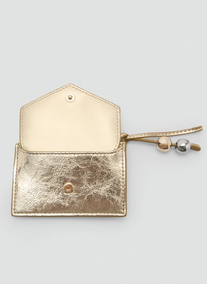 MANGO Casual Metallic Purse With Ball Detail