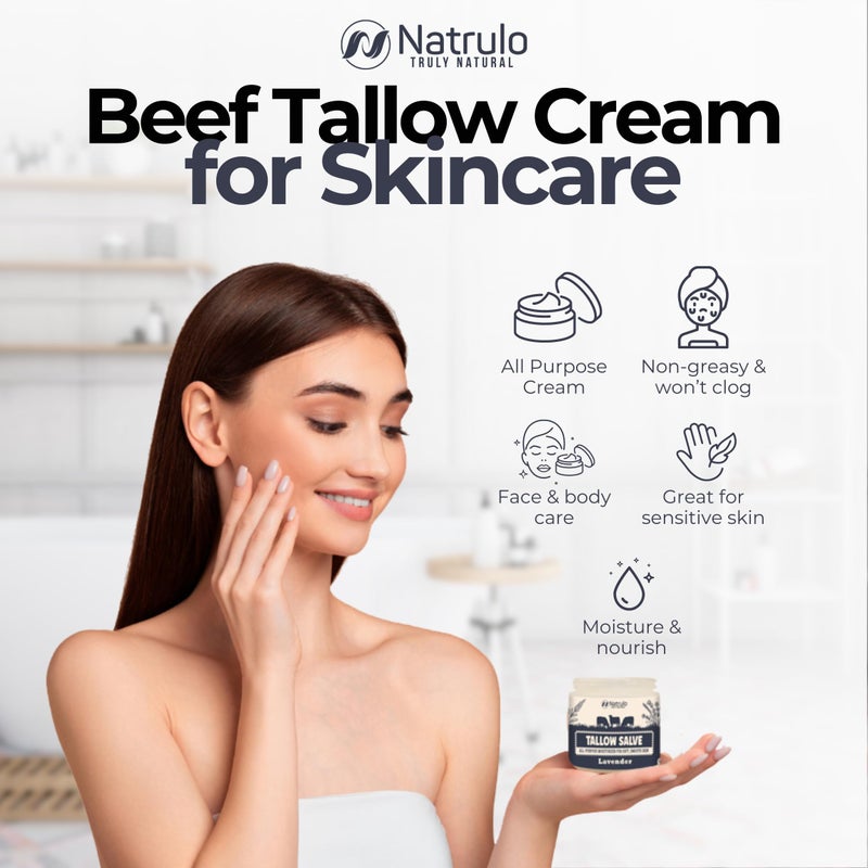 Natrulo Beef Tallow Salve â€“ All Natural Grass Fed Beef Tallow & Honey All Purpose Balm â€“ Moisturizing Body Salve Great for Eczema, Cracked, Dry, Itchy, Irritated Skin â€“ Skin Repair Skincare Made in USA - Image 2