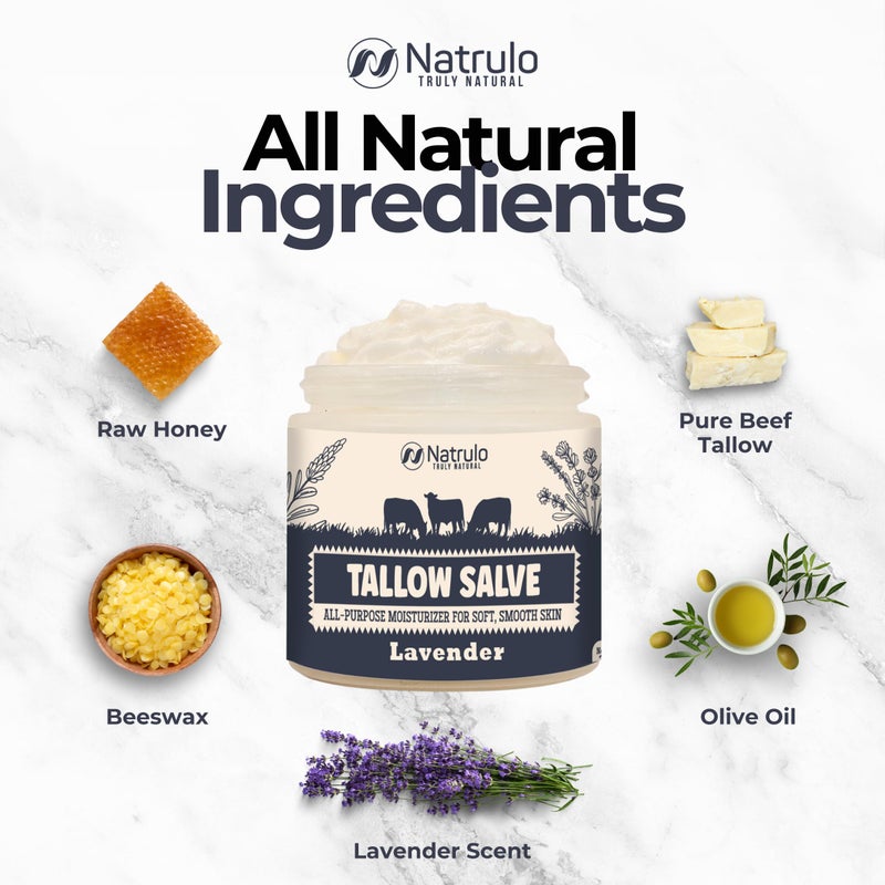 Natrulo Beef Tallow Salve â€“ All Natural Grass Fed Beef Tallow & Honey All Purpose Balm â€“ Moisturizing Body Salve Great for Eczema, Cracked, Dry, Itchy, Irritated Skin â€“ Skin Repair Skincare Made in USA - Image 5