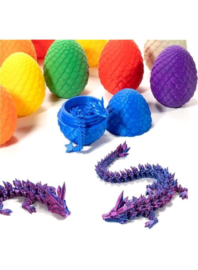3D Printed Dragon in Eggs, Adults Fidget Toys for Autism ADHD, Posable Flexible Crystal Articulated Dragon Toys (Laser Purple) - Image 4