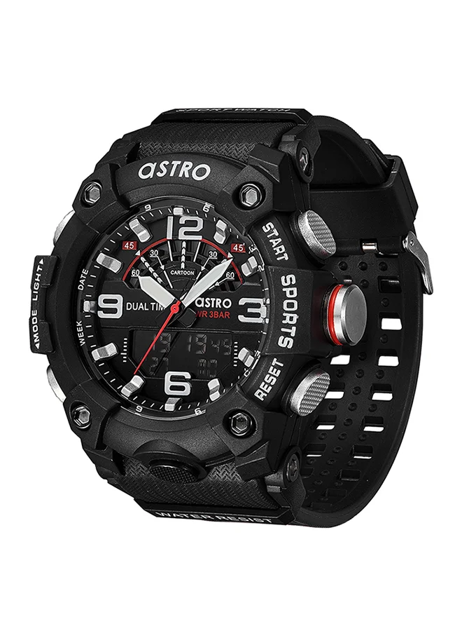 أسترو Astro Kids Quartz Movement Watch, Analog-Digital Display and Polyurethane Strap - A21809-PPBB, Black