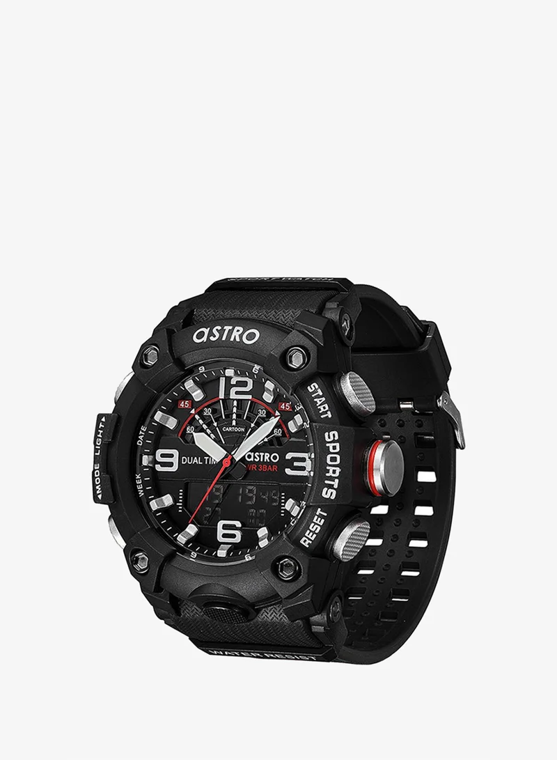 Astro Astro Kids Quartz Movement Watch, Analog-Digital Display and Polyurethane Strap - A21809-PPBB, Black