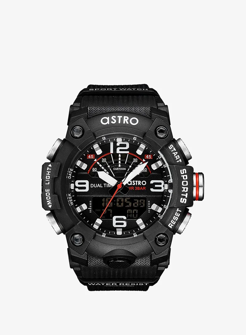 Astro Astro Kids Quartz Movement Watch, Analog-Digital Display and Polyurethane Strap - A21809-PPBB, Black