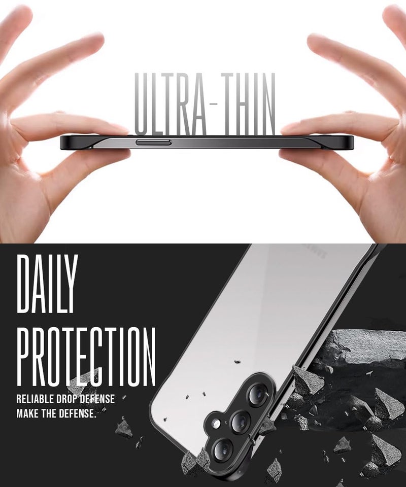 WOW IMAGINE Hybrid Ultimate Back Case for Samsung Galaxy S24 5G | Lightweight Frameless Design with Full Protection | Shockproof Ultra Slim | Translucent PC & TPU Mobile Cover -Black - Image 3