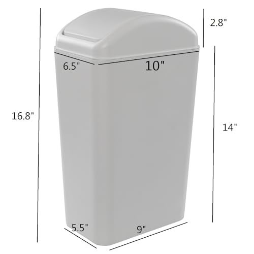 Obstnny 14L Slim Plastic Trash Can for Narrow Spaces at Home or Office, Kitchen, R - Image 2