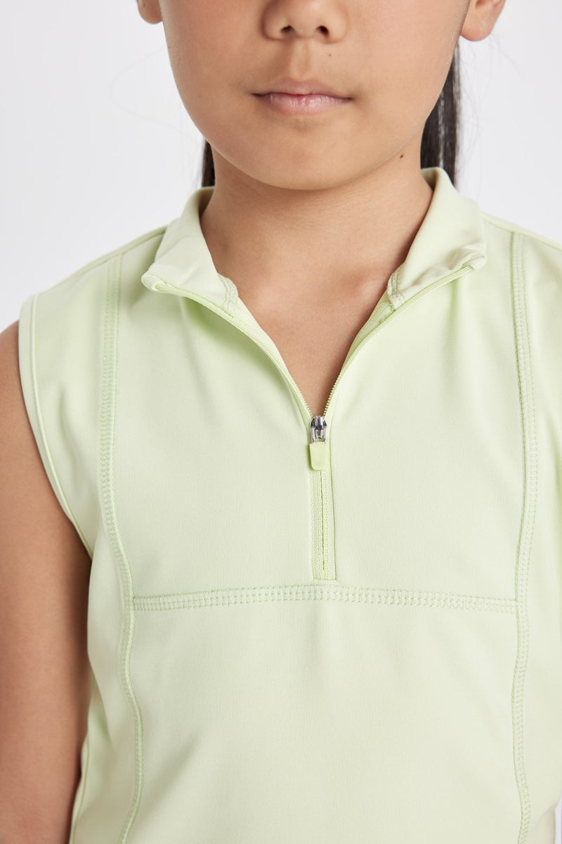 DeFacto Girl Slim Fit Polo Neck Basic Sleeveless T-Shirt - Image 5