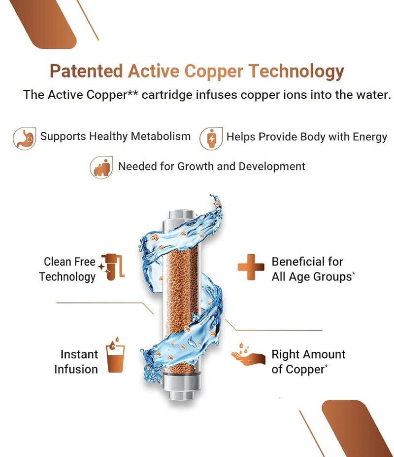 Arroser Pure Arroser Pure Aqua Neeo Ro water Purifier RO UV TDS Controller Active Copper Alkaline Zinc Best Premium 12 litter With led Display suitable for all Water Copper - Image 2