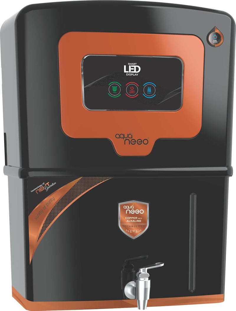 Arroser Pure Arroser Pure Aqua Neeo Ro water Purifier RO UV TDS Controller Active Copper Alkaline Zinc Best Premium 12 litter With led Display suitable for all Water Copper - Image 1