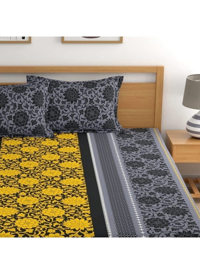 Dreamscape Microfiber Resistant Double Bedsheet with 2 Pillow Covers, 140TC, Yellow (Size 87 x 94 inches) - Image 3