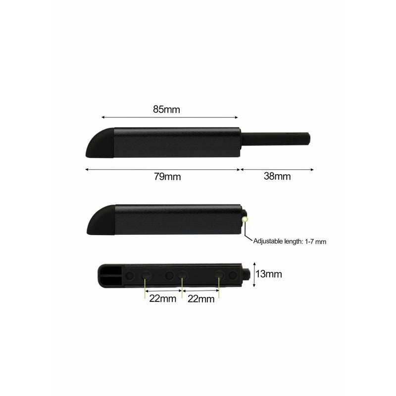 SOLARAE قفل لمسة مغناطيسية، قفل باب مغناطيسي للدفع لفتح القفل، إغلاق خزانة مغناطيسي قابل للتعديل، قفل إطلاق، مخمد لخزانة الملابس (6 قطع باللون الأسود) - Image 2