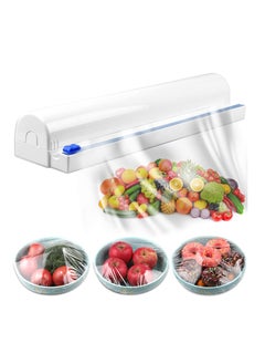 SYOSI Plastic Wrap Dispenser, Household Reusable Food Plastic Wrap Dispenser with Cutter, Tin/Aluminum Foil Dispenser with Cutter, BPA Free, White, 1 Pcs  - Image 1